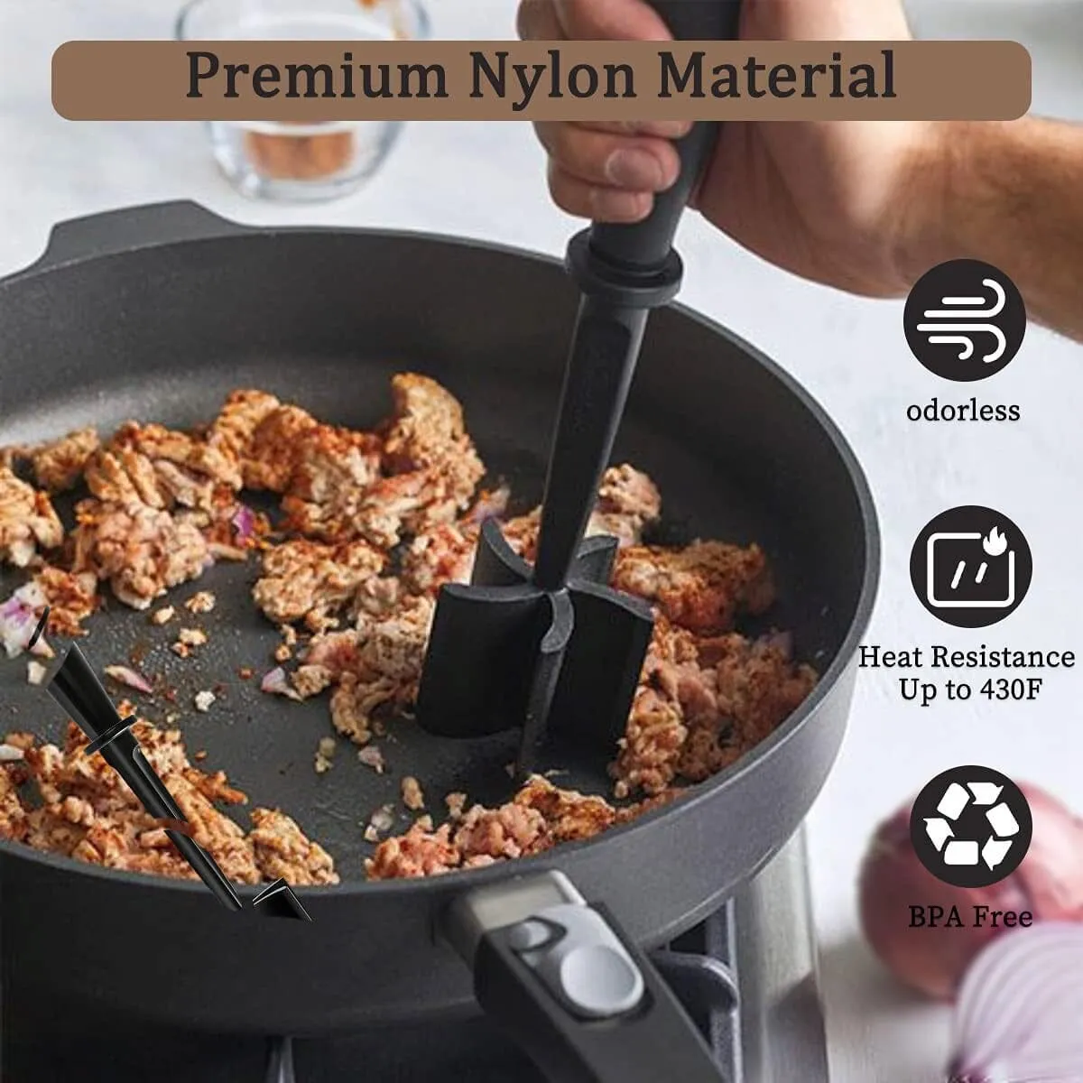 2-Piece Set: Heat-Resistant Nylon Meat Chopper Set