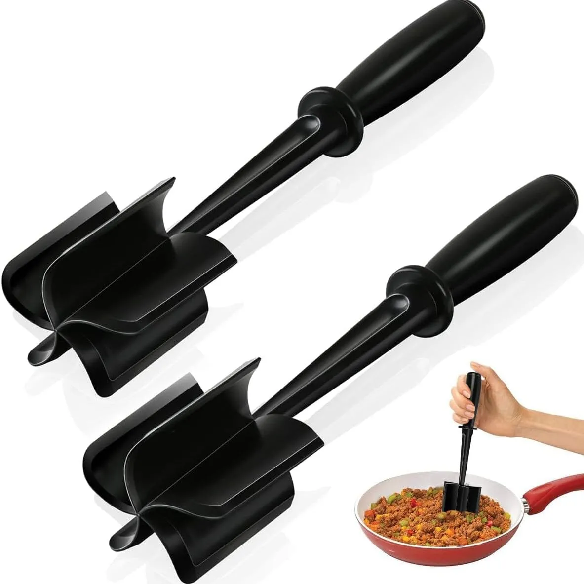 2-Piece Set: Heat-Resistant Nylon Meat Chopper Set