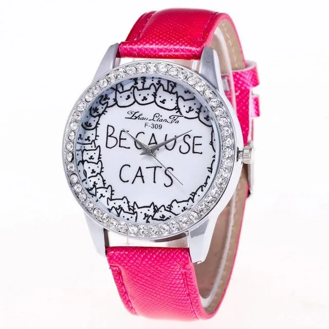 Analog Quartz Watch for Women with  Because Cats Printing