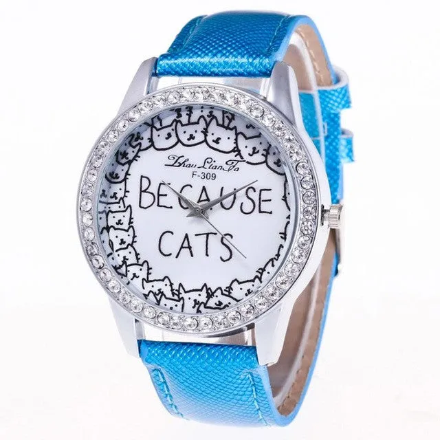 Analog Quartz Watch for Women with  Because Cats Printing