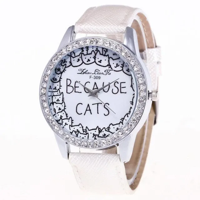 Analog Quartz Watch for Women with  Because Cats Printing