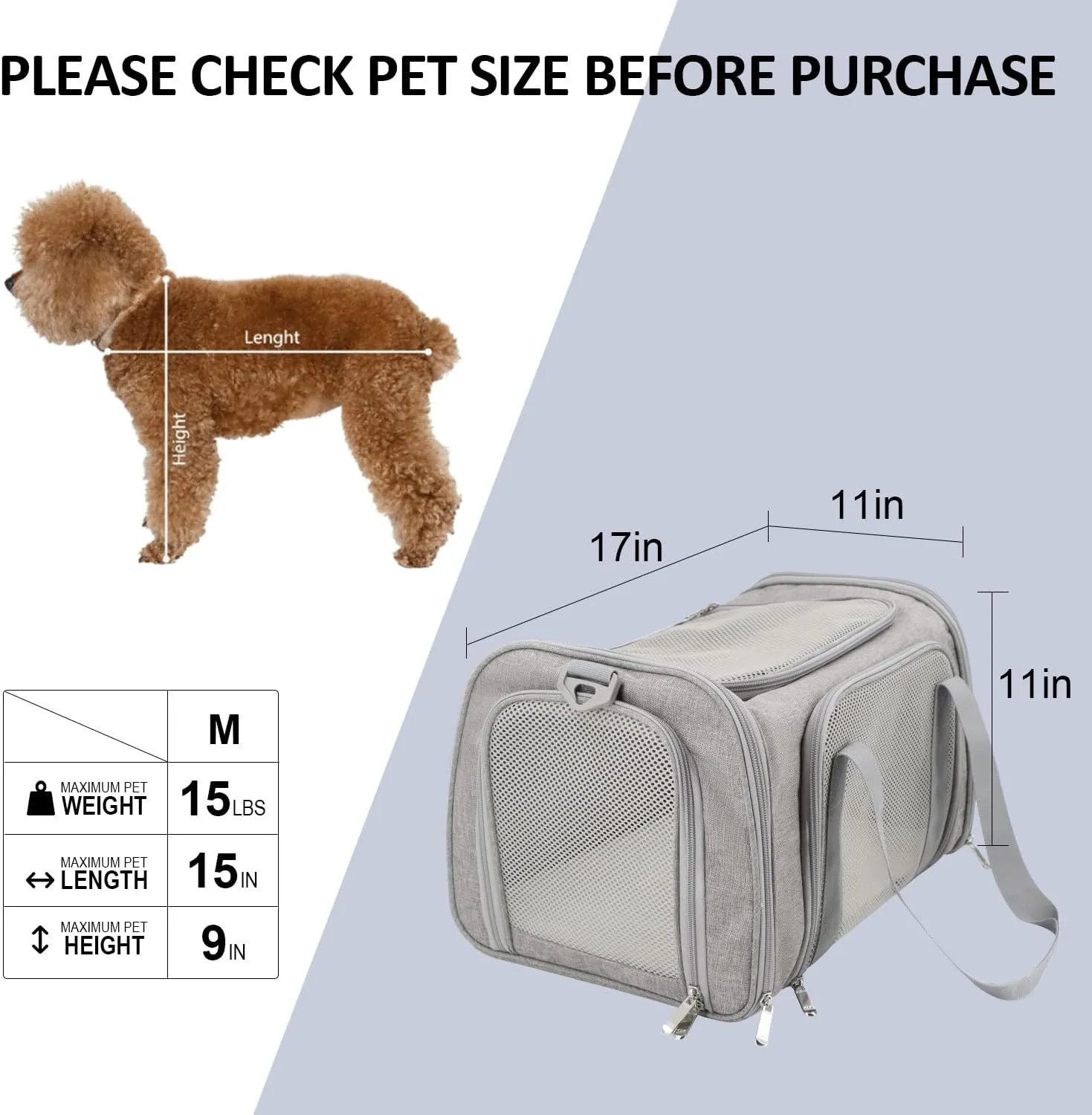 Cat Carriers Dog Carrier Pet Carrier for Small Medium Cats Dogs Puppies of 15 Lbs