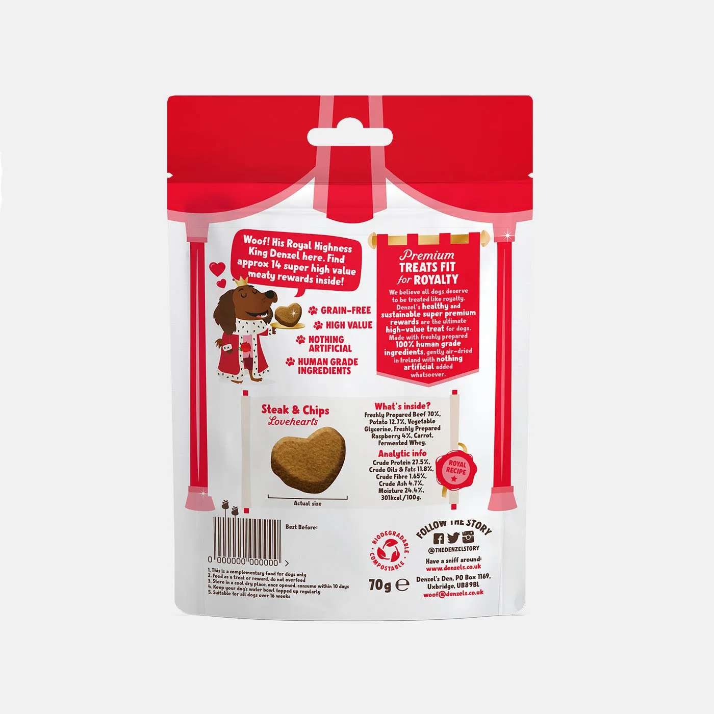 Denzel's Valentine's Steak & Chips Hearts 70g