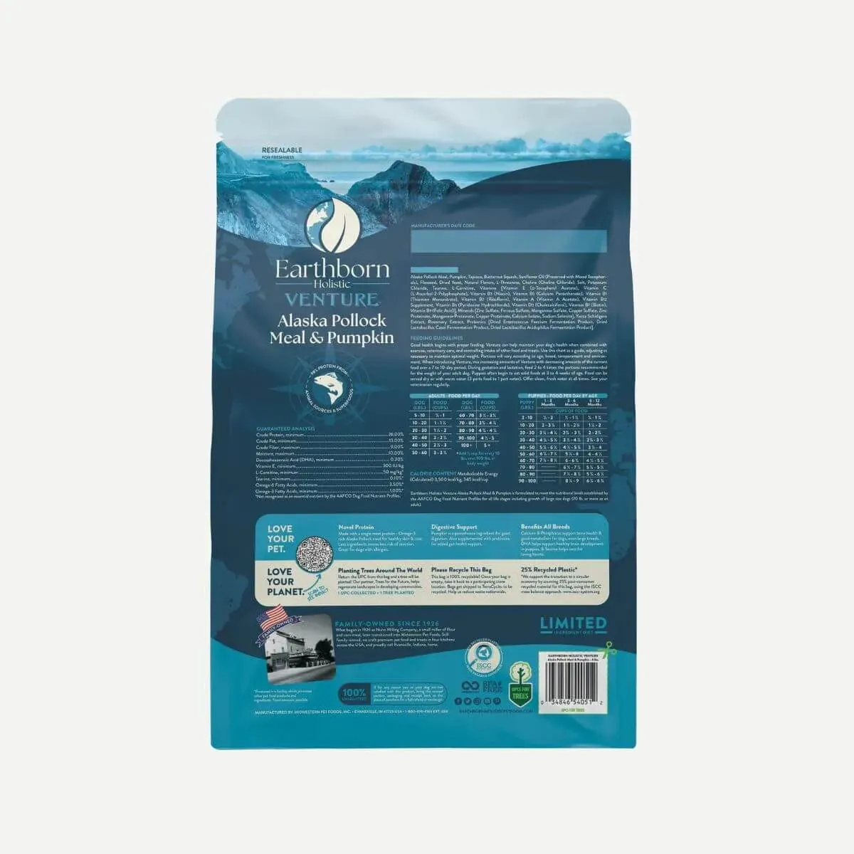 Earthborn Holistic Venture Grain Free Alaska Pollock Meal and Pumpkin Dry Dog Food