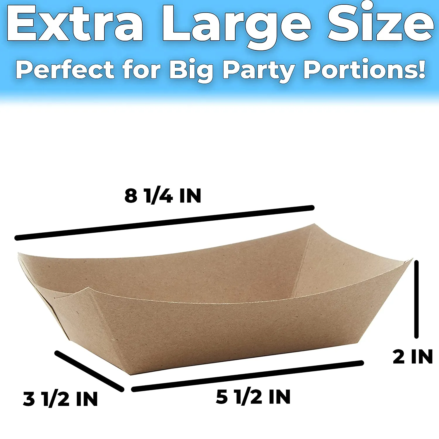 Eco-Friendly 3lb Food Holder Trays,Party Snack Boat for Nachos, Tacos or BBQ Made in USA