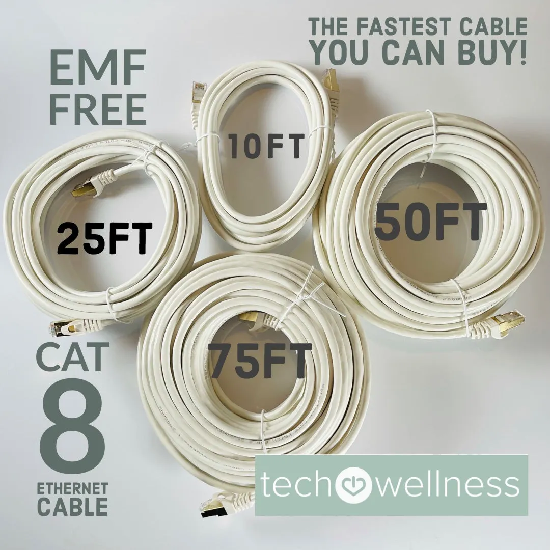 Hard Wire Shielded CAT 8 Ethernet Cables For Best EMF Protection Available--EMF FREE-NO RADIATION!