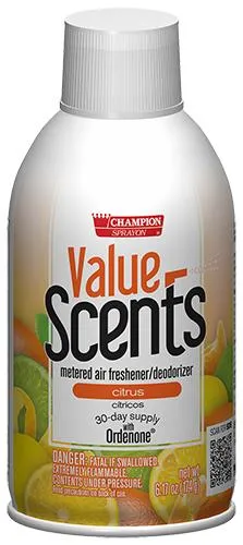 Metered Air Fresheners Value Scents Citrus Champion Sprayon 6.17 oz Can - 5375, Box of 12