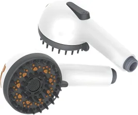 Pet Dog Grooming Shower Head with Massage Brush Functionality and Water-Saving Pause Feature