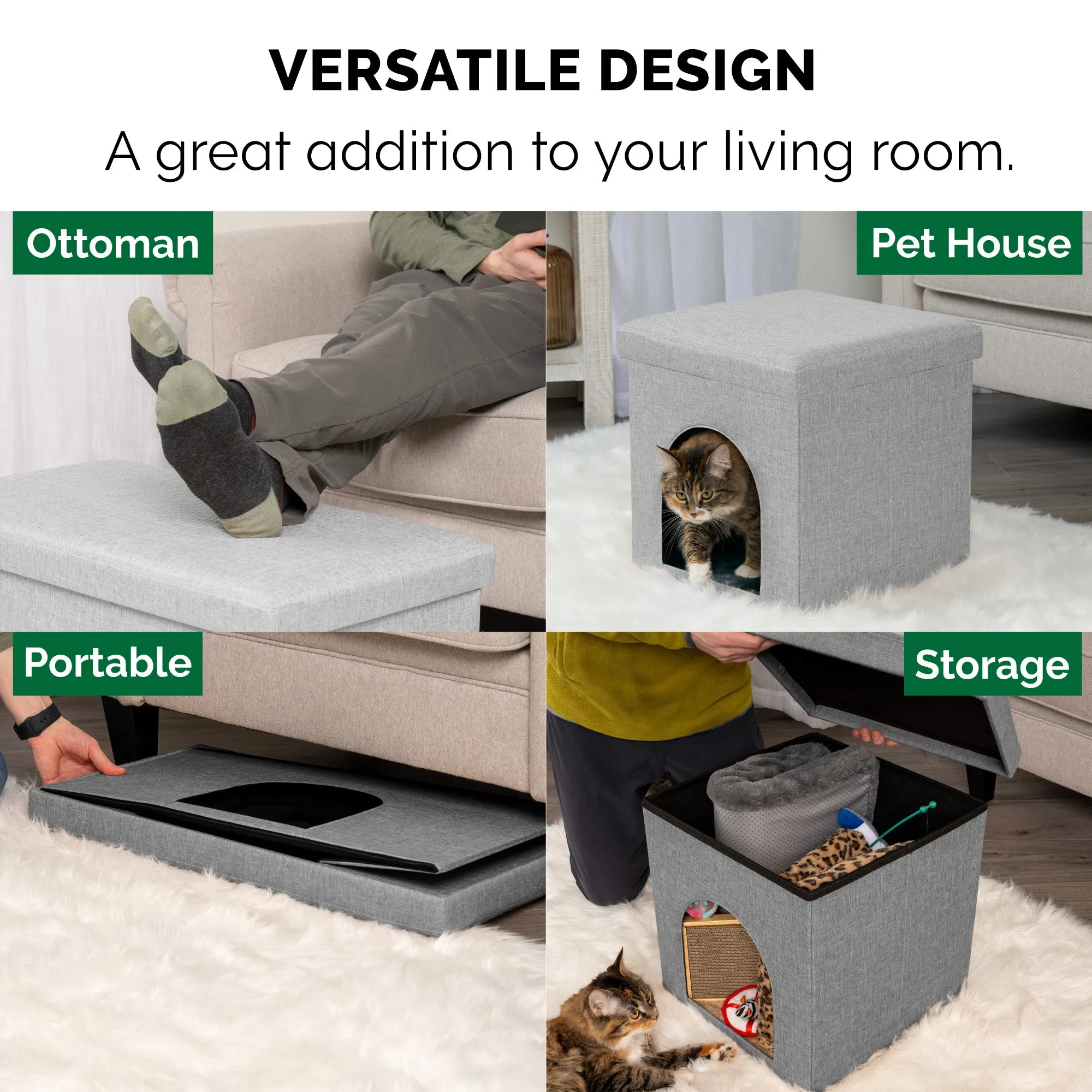 Pet House Footstool Ottoman Hideaway