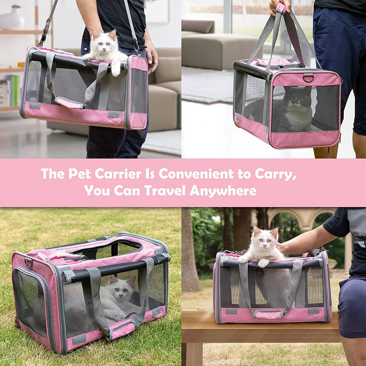 Soft-Sided Pet Carrier for Large and Medium Cats and Puppies - Travel Carrier with Privacy Protection