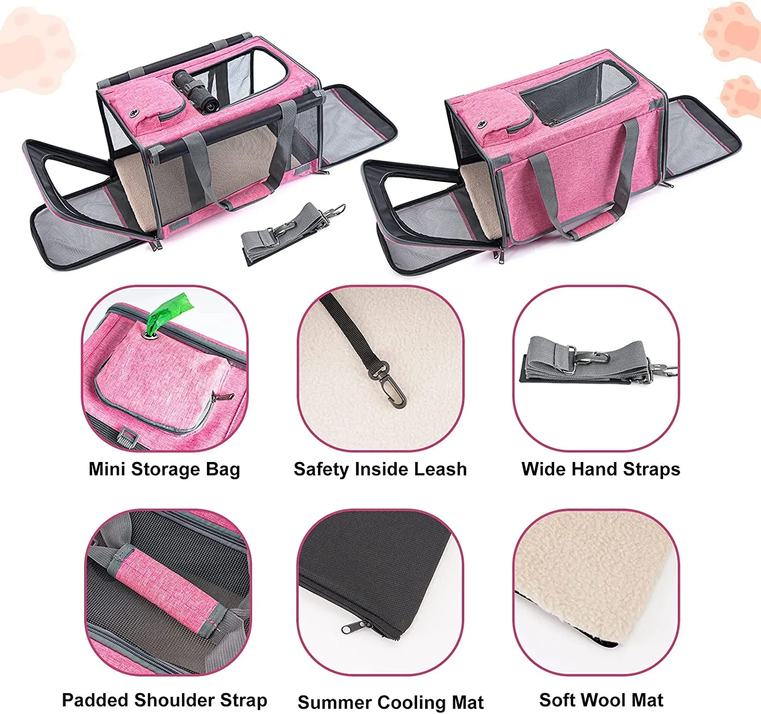 Soft-Sided Pet Carrier for Large and Medium Cats and Puppies - Travel Carrier with Privacy Protection