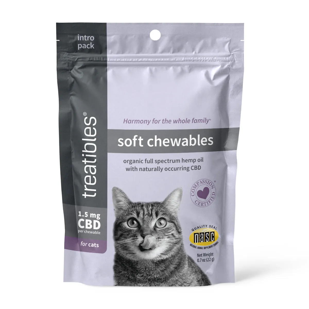 Treatibles FOR CATS: REGULAR STRENGTH Soft Chewables 1.5mg CBD Infused Soft Chews for Cats