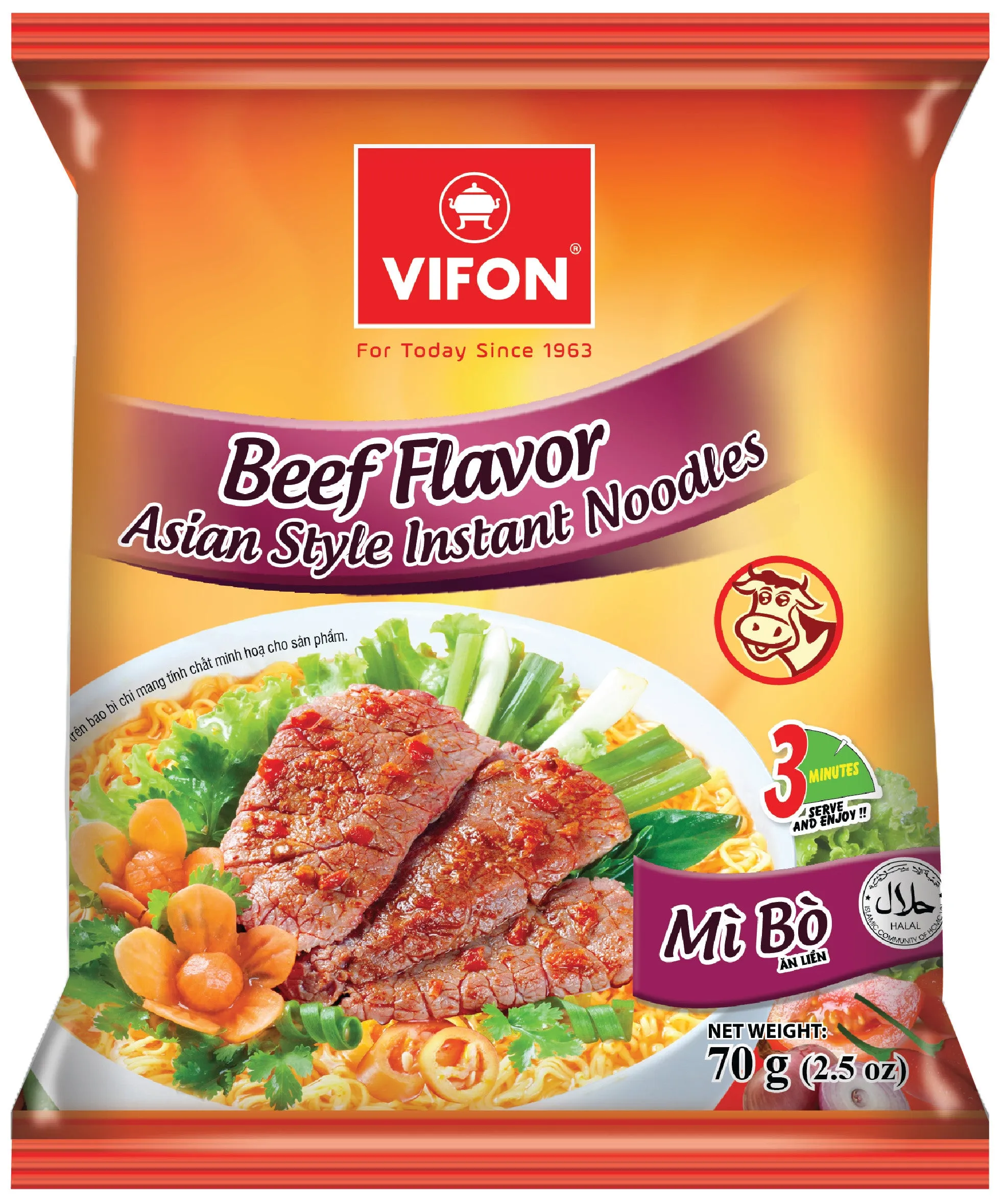 Vifon Beef Flavour Instant Noodles 70g